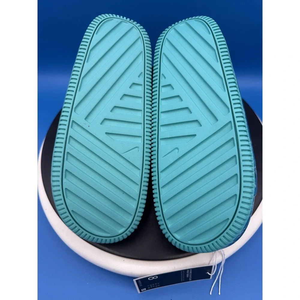 Nike Calm x NorBlack NorWhite Women's Size 8 Turquoise Slip On Slides Sandals‎